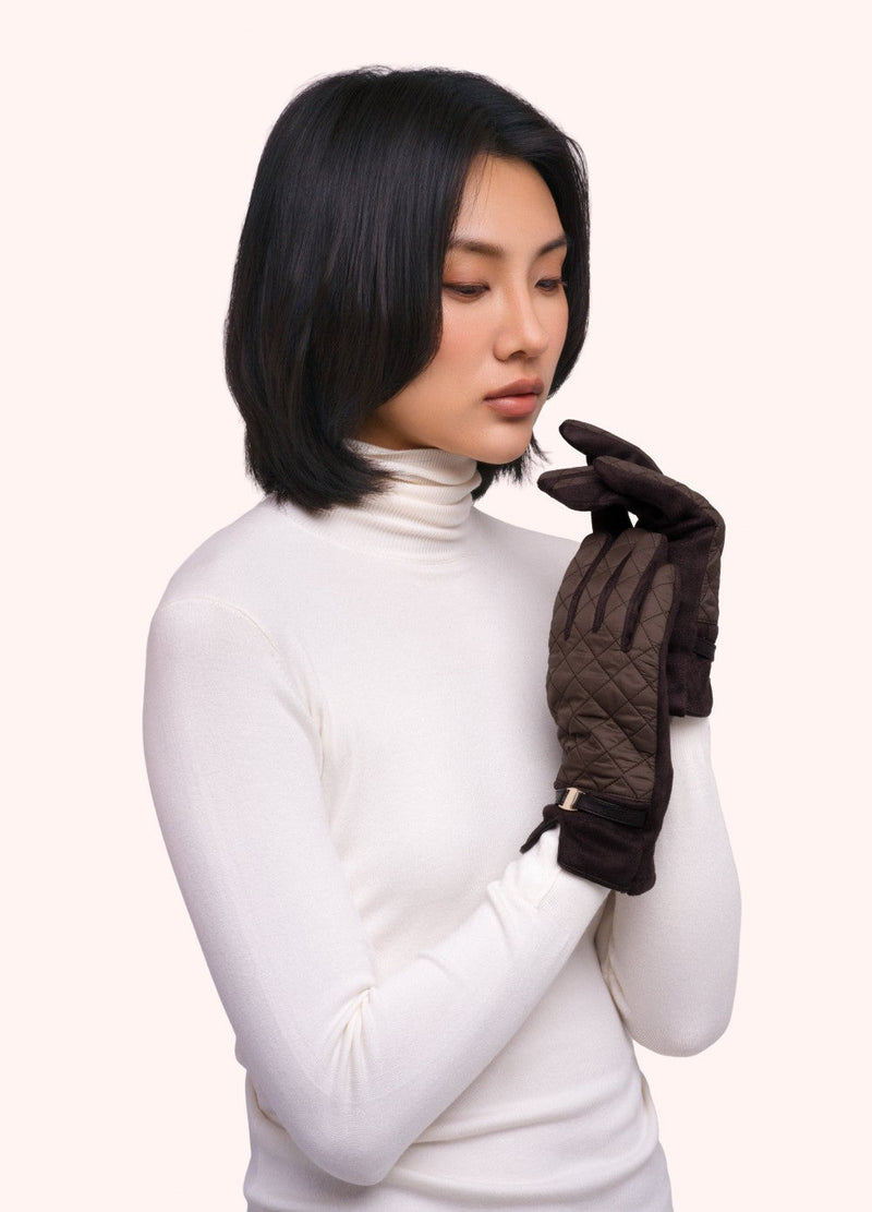 Penelope Gloves - Chocolate by Powder worn by a model