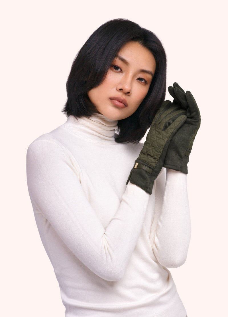 Penelope Gloves - Moss by Powder worn by a model