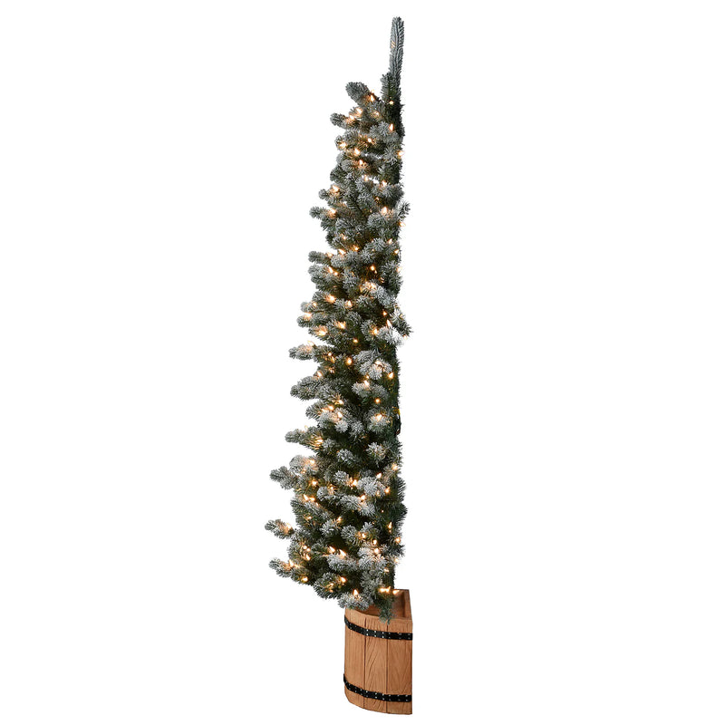 6 Foot Snowy Sheffield Spruce Pre-Lit Half Christmas Tree with 250 Warm White Lights
