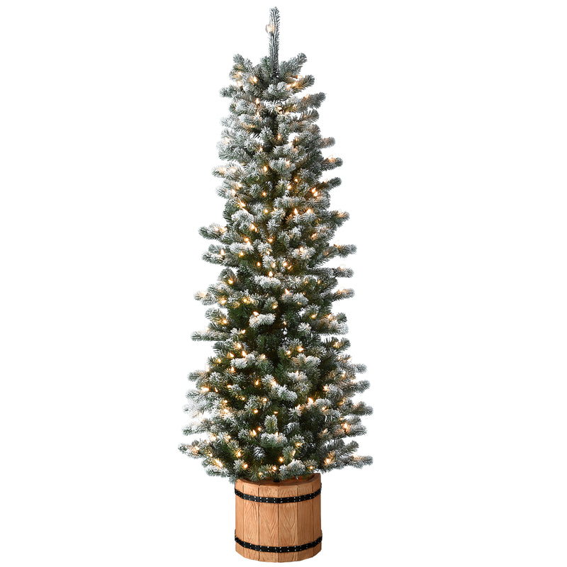 6 Foot Snowy Sheffield Spruce Pre-Lit Half Christmas Tree with 250 Warm White Lights