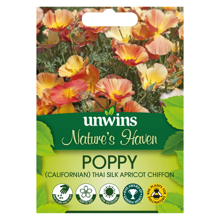 Natures Haven Poppy (Californian) Thai Silk Apricot Chiffon
