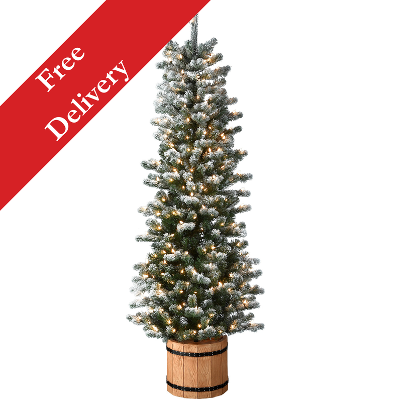 6 Foot Snowy Sheffield Spruce Pre-Lit Half Christmas Tree with 250 Warm White Lights
