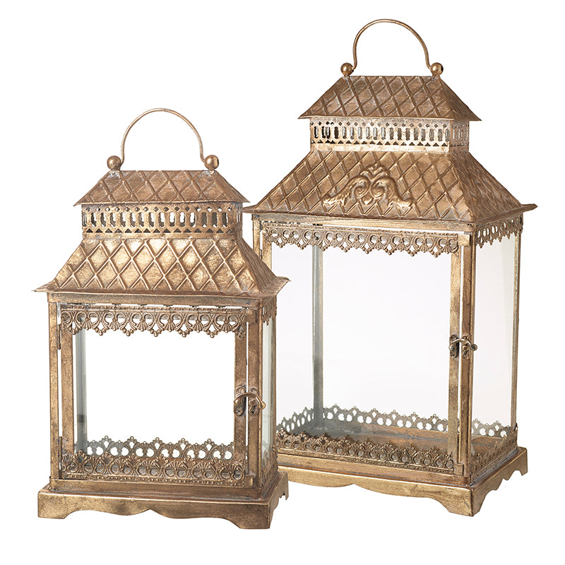 Set of 2 antique gold Christmas lanterns – Heaven Sends