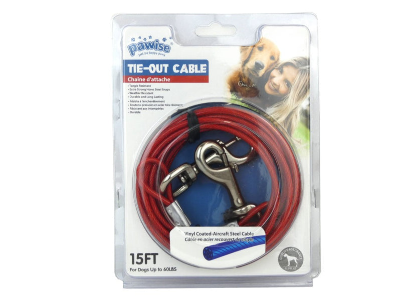 Pawise Tie Out Cable Standard 15ft For Dogs Up to 60lbs