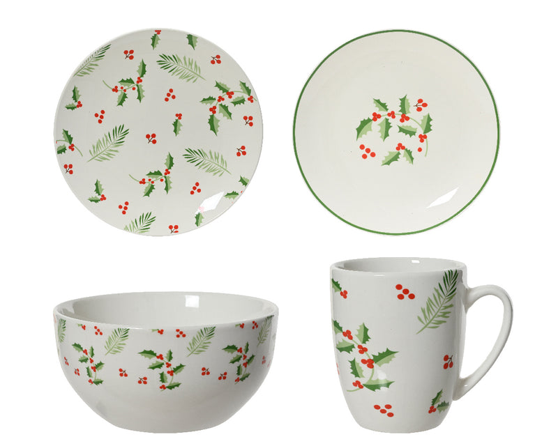 Porcelain Dinner Set With Leaf and Berry Decal (27.5cm)