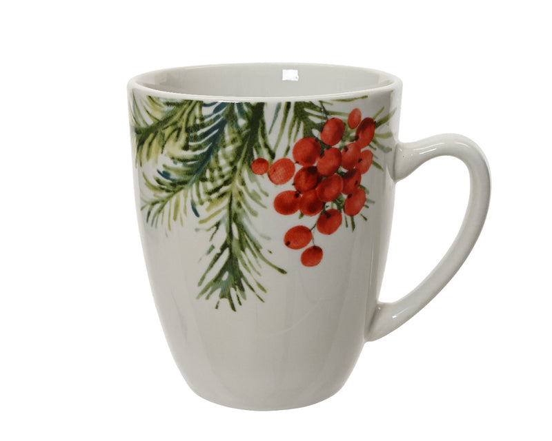 Porcelain Mug With Leaf and Berry Decal (10.5cm x 8.7cm)