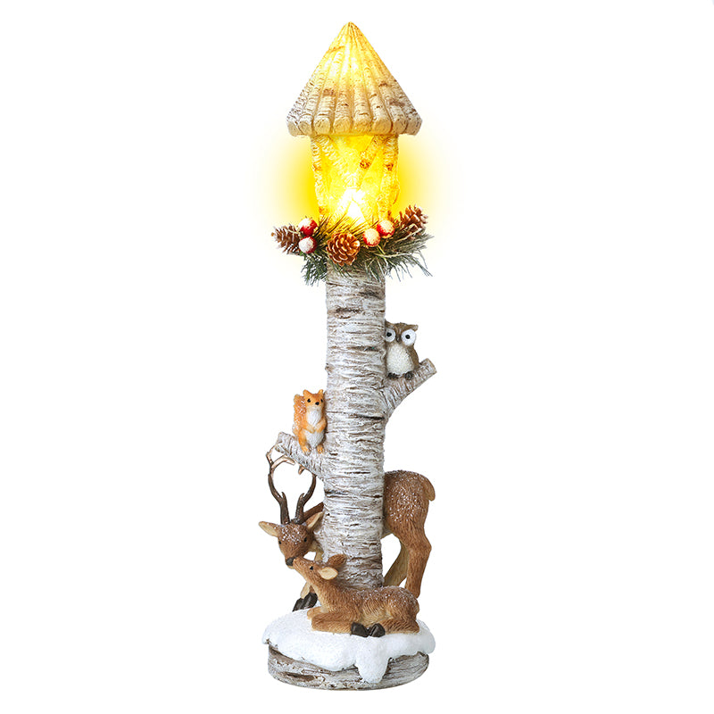 LED woodland lamp post with owls and reindeer Christmas decoration – Heaven Sends