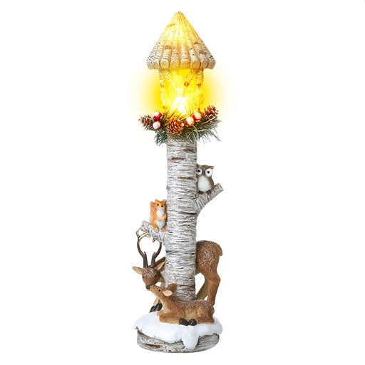 LED woodland lamp post with owls and reindeer Christmas decoration – Heaven Sends