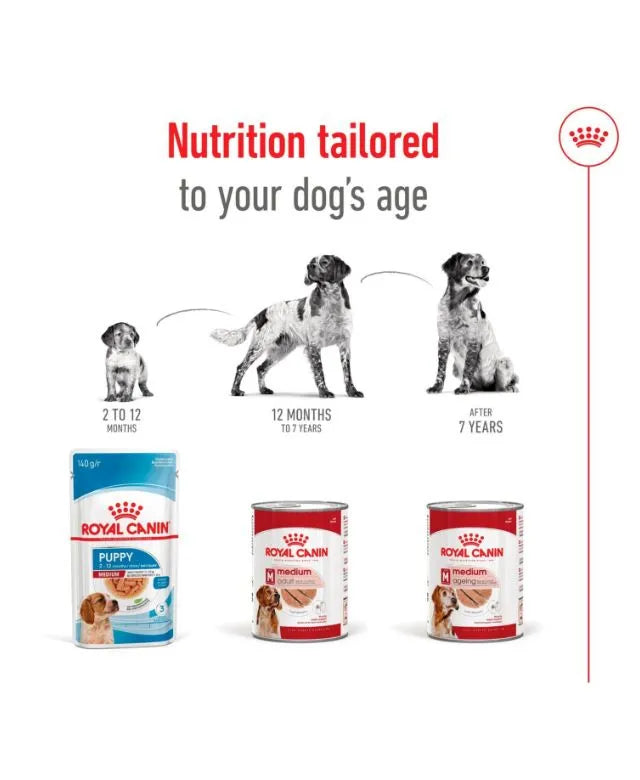 Royal Canin Medium Ageing 7+ Senior Wet Dog Food Cans In Loaf 410g