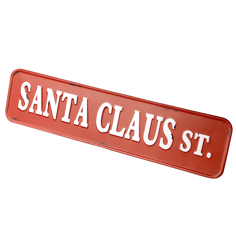 Christmas Hanging Decoration Sign 'Santa Claus St' 56x13cm