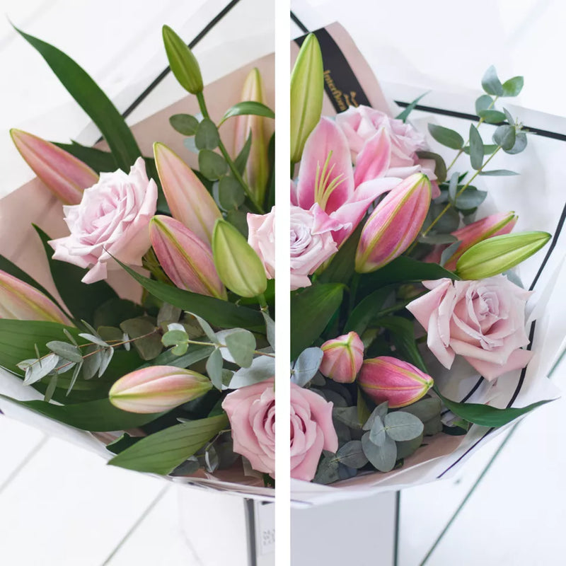 Beautifully Simple Pink Rose and Lily Bouquet