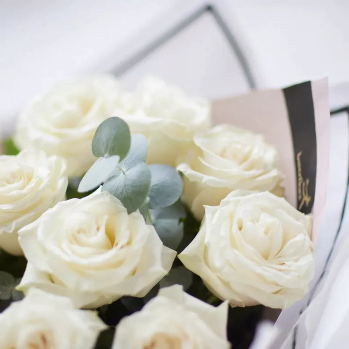 Beautifully Simple White Rose Bouquet