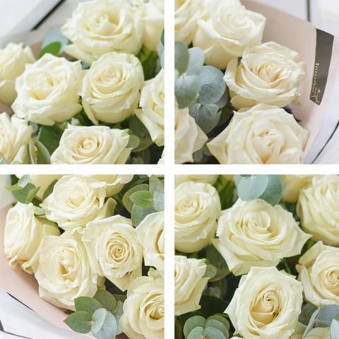 Beautifully Simple White Rose Bouquet – example 2