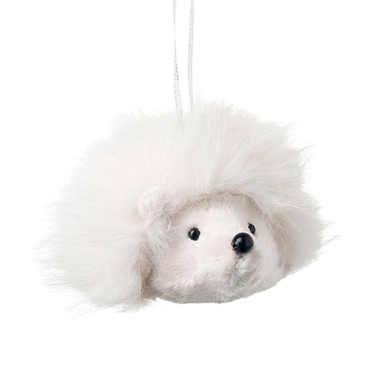 White fluffy hanging hedgehog Christmas decoration – Heaven Sends