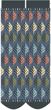 Leaves Cosy Socks - Blue by Powder showing the full design