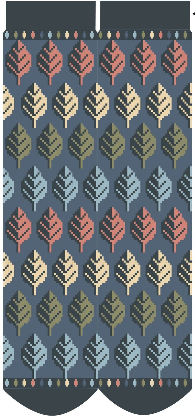 Leaves Cosy Socks - Blue by Powder showing the full design