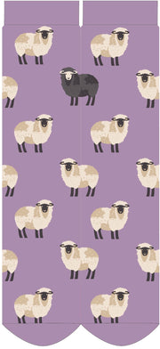 Sheep Fuzzy Socks - Purple by Powder showing the full design
