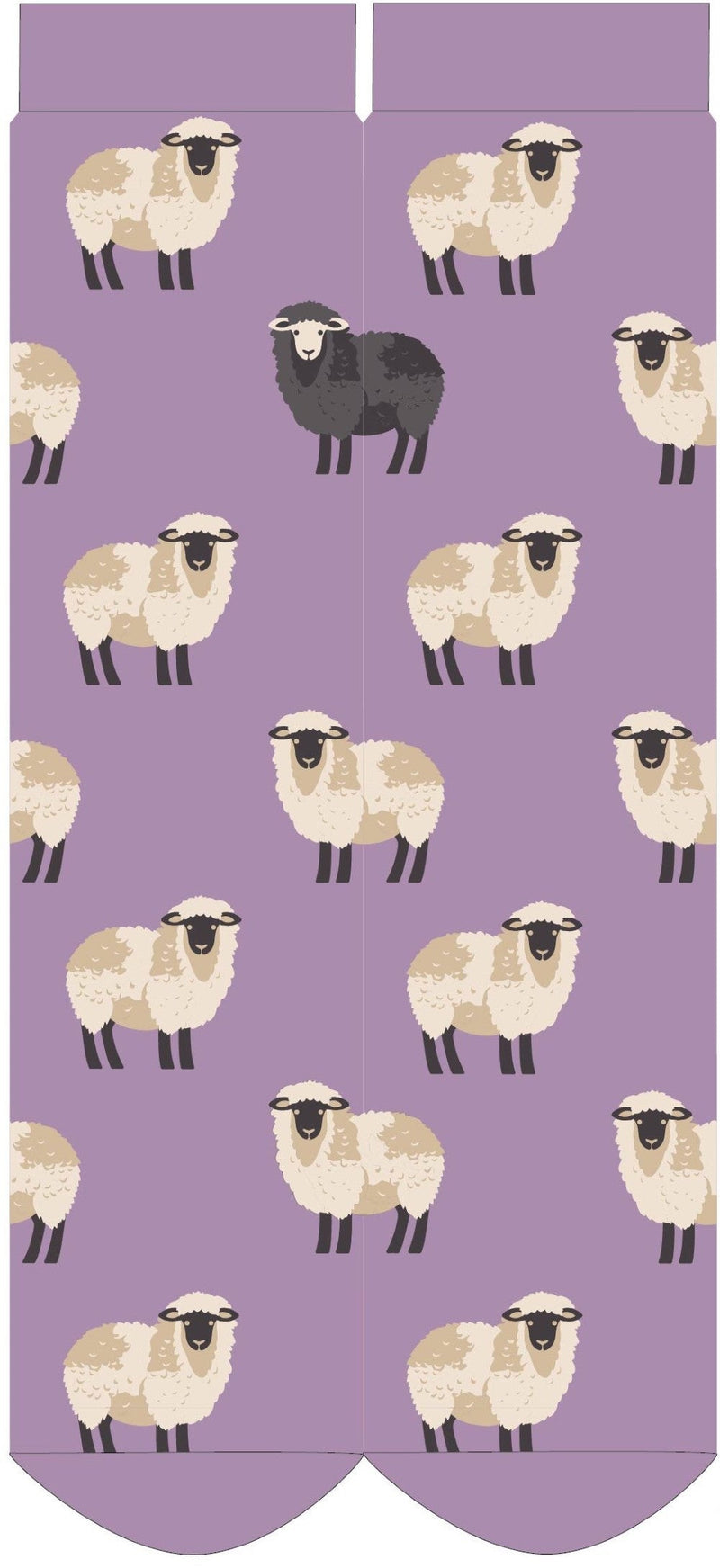 Sheep Fuzzy Socks - Purple by Powder showing the full design