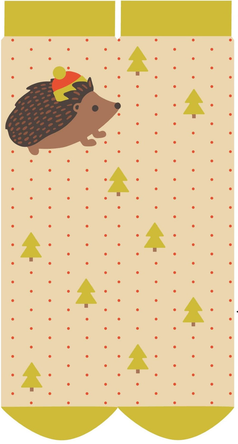 Hedgehog in a Hat Glitter Ankle Socks - Cream by Powder showing the full design