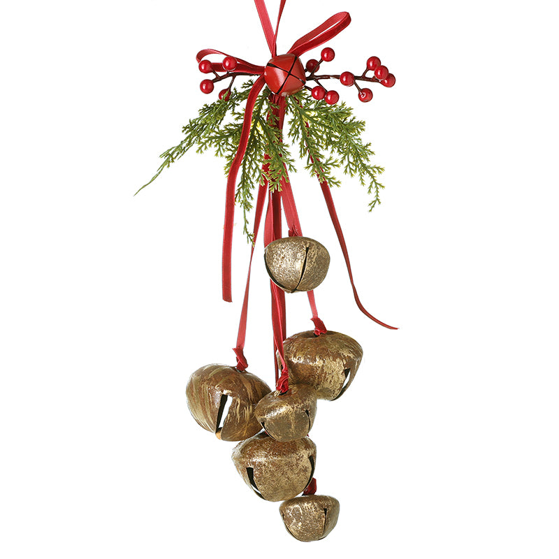 Rustic Christmas bells and pine greenery hanging decoration – Heaven Sends