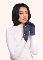 Suki Faux Suede Gloves - Slate by Powder worn by a model