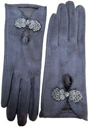 Suki Faux Suede Gloves - Slate by Powder on a plain background