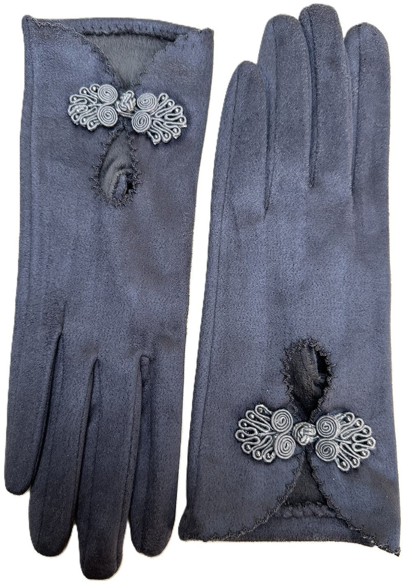 Suki Faux Suede Gloves - Slate by Powder on a plain background