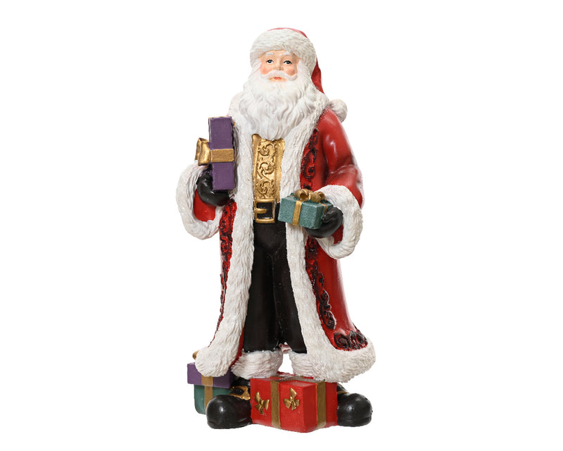 Santa Standing With Gifts Polyresin Red (11cm x 22cm)