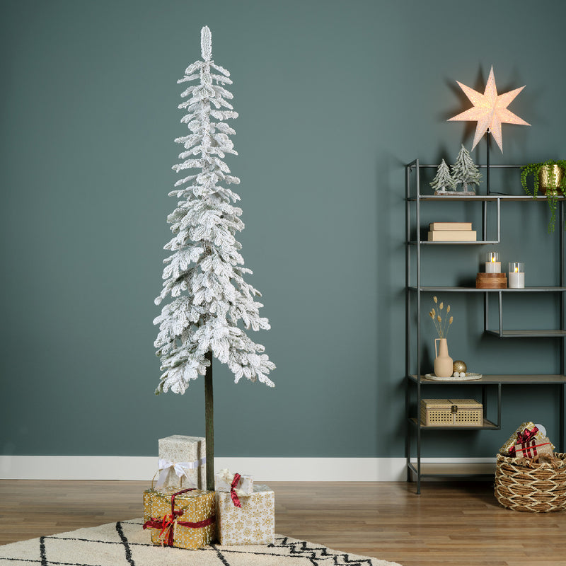 Snowy Alpine Fir 8 Foot Unlit Slim Christmas Tree (60cm x 240cm)