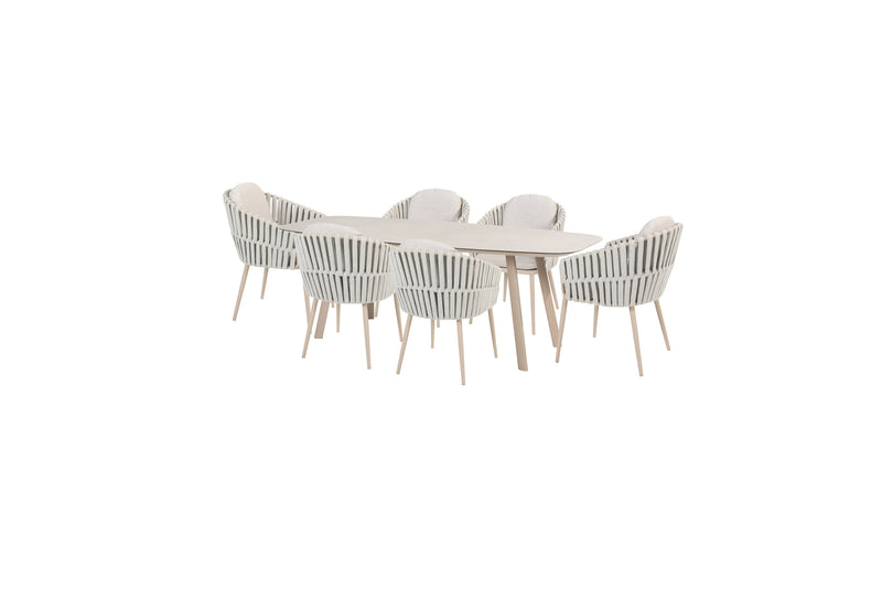 Eva 6 Seat Dining Set with Manolo Table