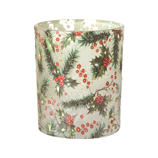 Small frosted holly glass Christmas candle holder – Heaven Sends
