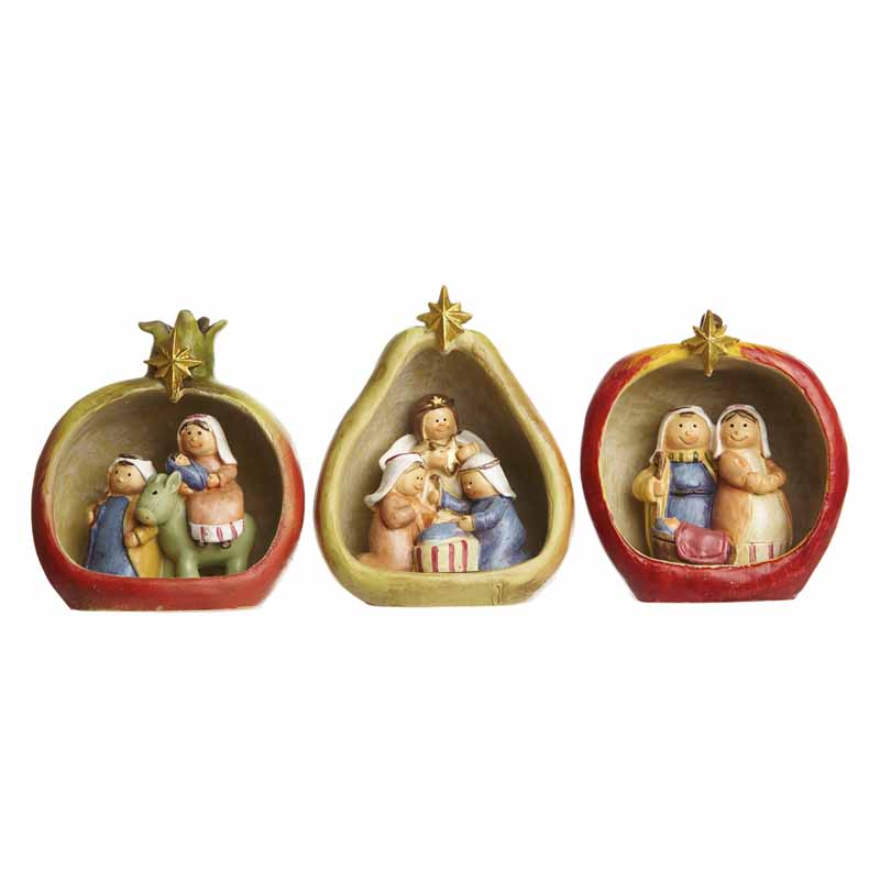 Christmas Nativity Scene Decoration in Ceramic Fruit