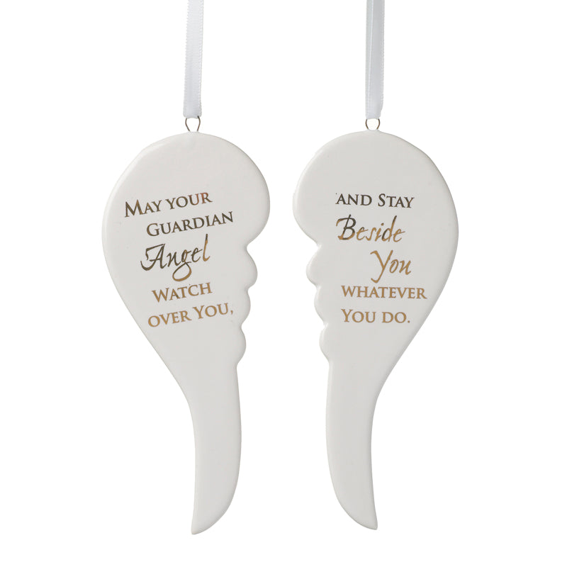 Christmas Hanging Decorations Angel Wings Ceramic 5cm x 13cm (Sold Individually)