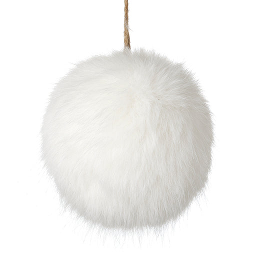 White faux fur pom pom hanging Christmas decoration – Heaven Sends
