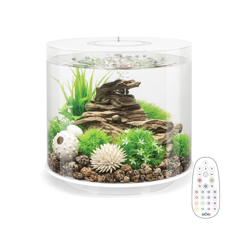 biOrb Tube Aquarium 15 Litre with Multi Colour LED Light-Remote Control White