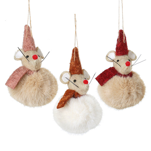 Pom pom Christmas mice with scarves, assorted designs – Heaven Sends