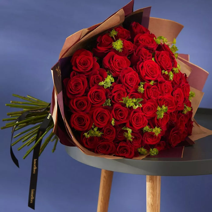 Dazzling 50 Large-headed Red Rose Valentine's Bouquet
