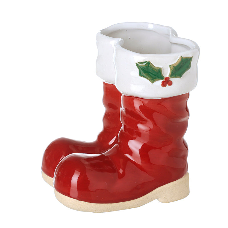 Red ceramic Santa boots Christmas decoration – Heaven Sends