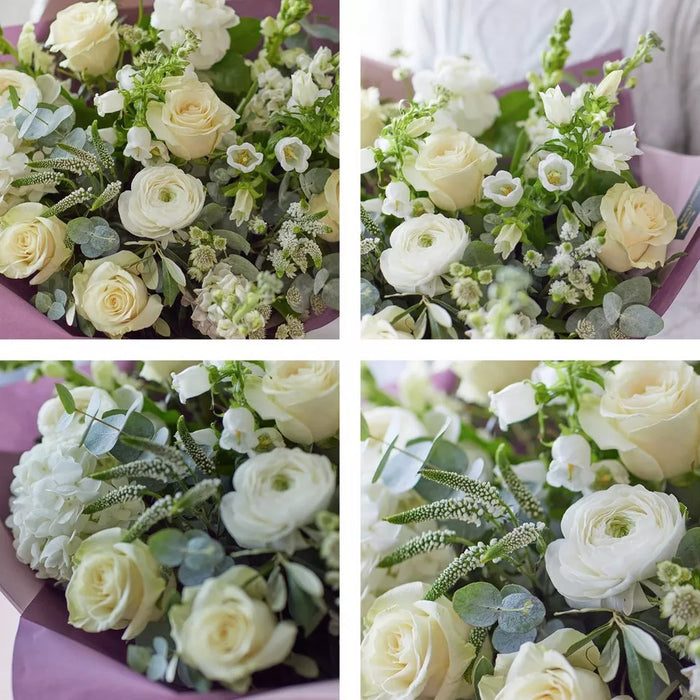 Neutral Romantic Bouquet with White Roses