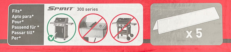Weber Flavorizer Bars Porcelain Enamelled 5 pack For Spirit E300 Series Post 2013 Models (Controls on Front Panel)