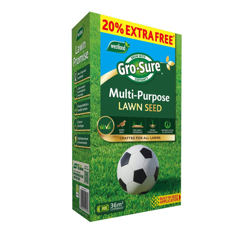 Westland Gro-Sure Multi-Purpose Lawn Seed 30m2 + 20% Extra Free
