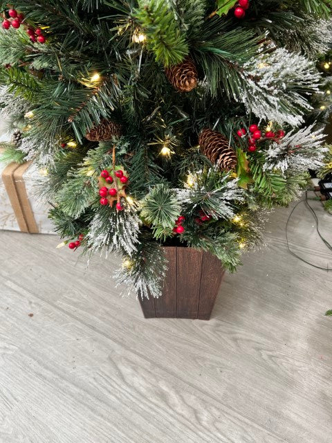 5ft pre-lit Wintry Pine Christmas tree with frosted tips and 100 warm white LEDs alternate product view