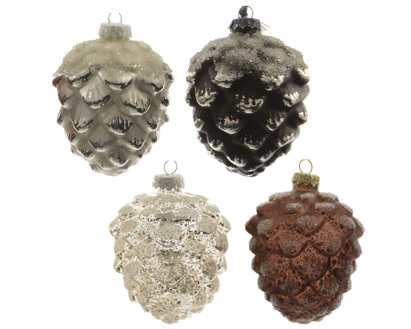 Woodland Pinecone Glass Hanging Decoration
