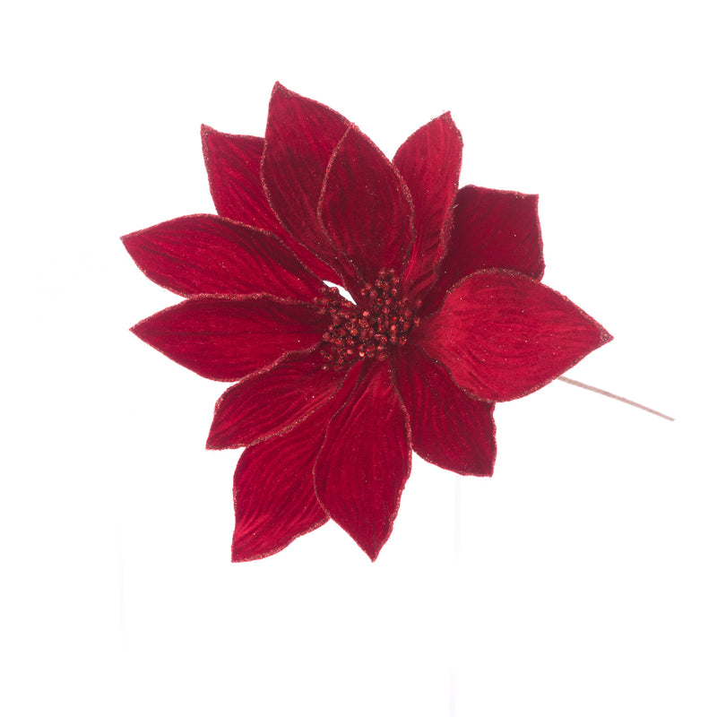 Christmas Poinsettia Red Glitter Tipped 48cm