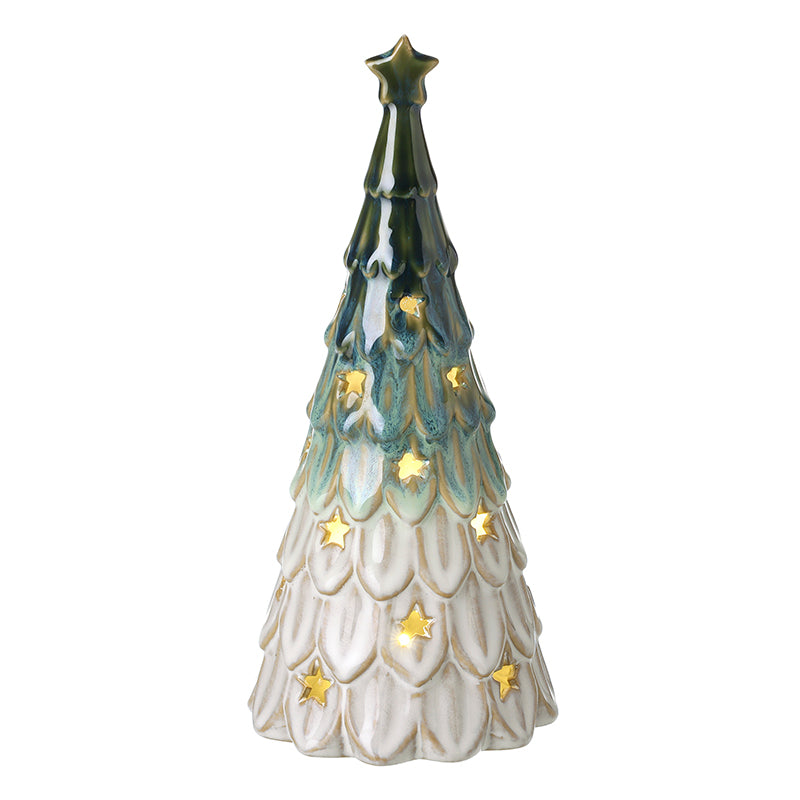 Green and white LED ceramic Christmas tree – Heaven Sends