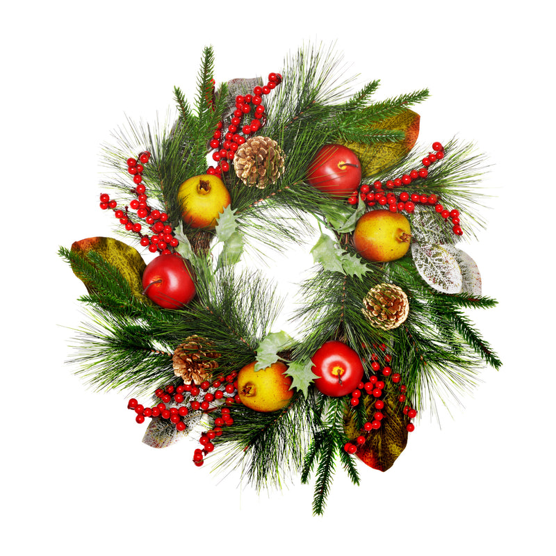 20 Inch Christmas Wreath With Fruit, Pine cones, & Holly Berries (50cm)