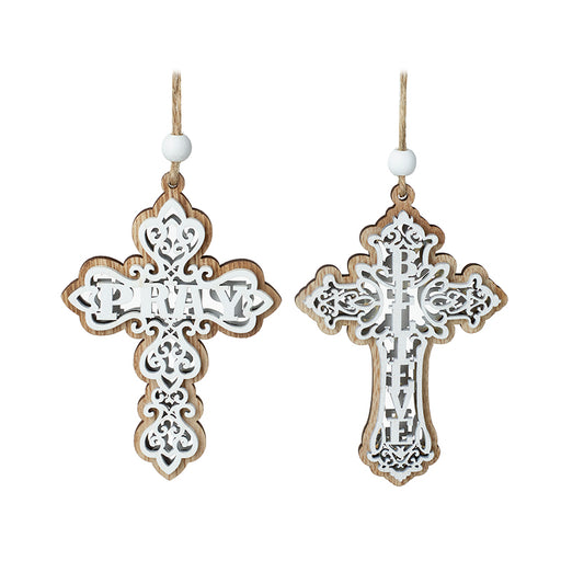 Believe and Pray wooden cross Christmas tree decorations – Heaven Sends