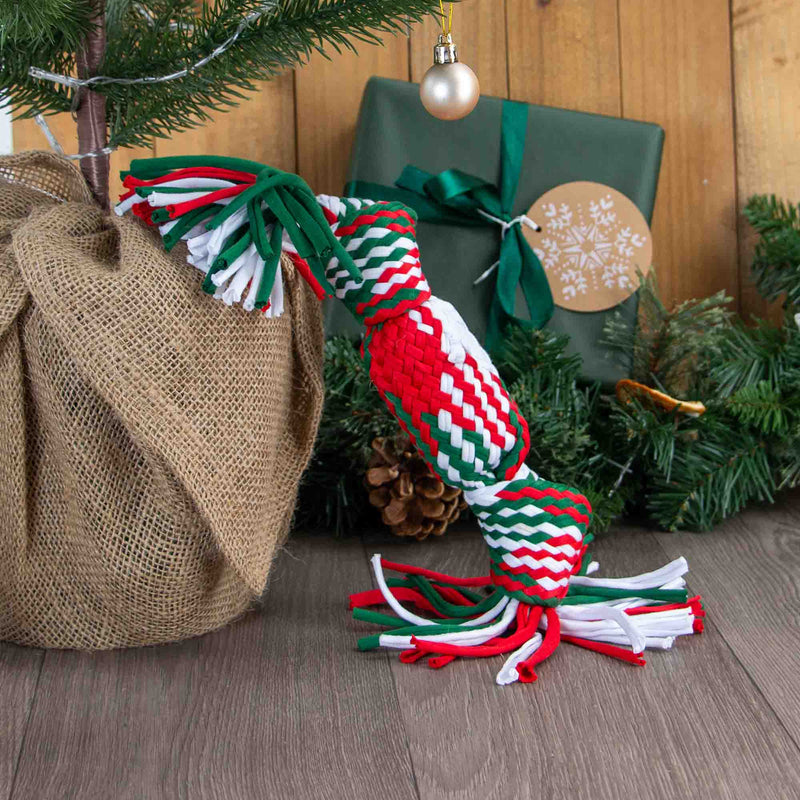 Ancol Squeaky Christmas Cracker Rope Dog Toy