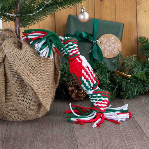 Ancol Squeaky Christmas Cracker Rope Dog Toy