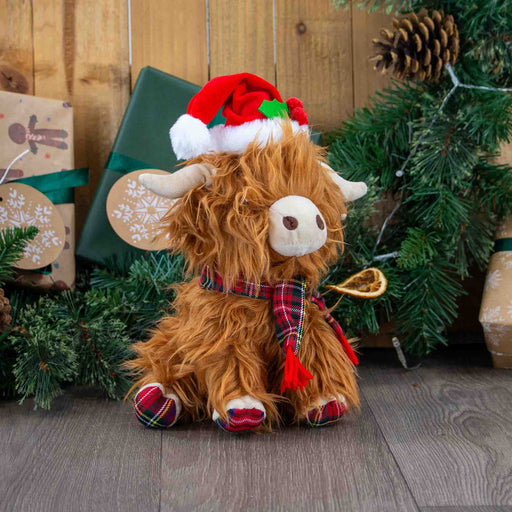 Ancol Festive Fergus Highland Cow Christmas Dog Toy